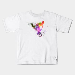 Man exercising bmx acrobatic figure in watercolor Kids T-Shirt